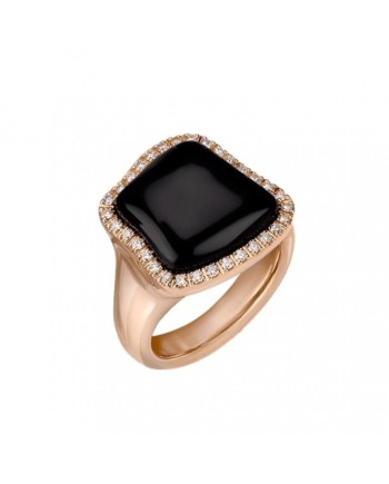 Anello Chantecler Enchantè in Oro Rosa con Diamanti e Onice