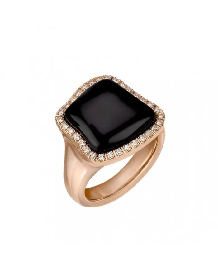 Bague Chantecler Enchantè en or rose avec diamants et onyx
