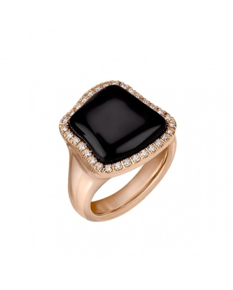 Bague Chantecler Enchantè en or rose avec diamants et onyx