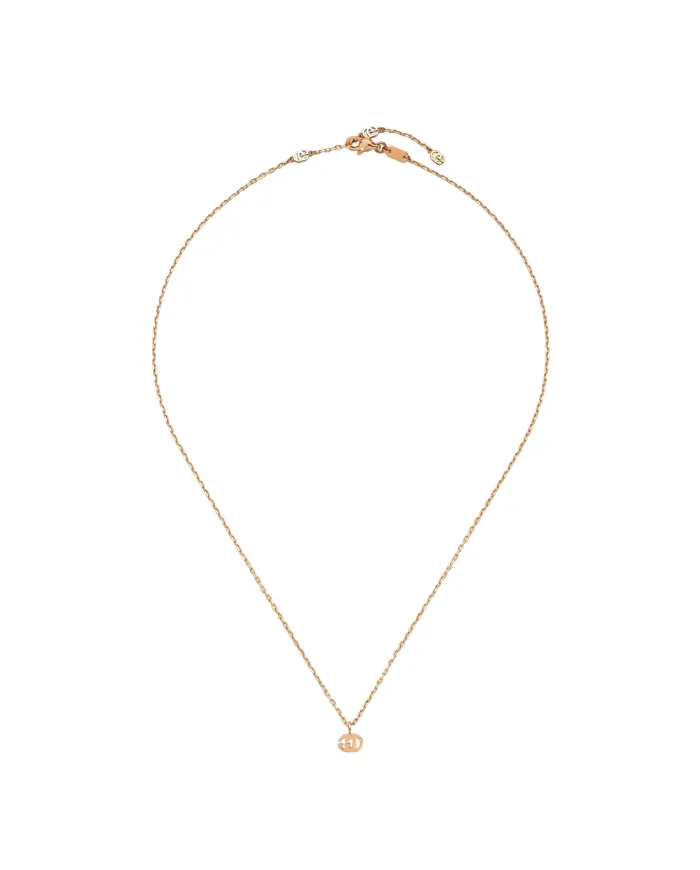 Gucci GG Running Necklace in Rose Gold with Double G Pendant
