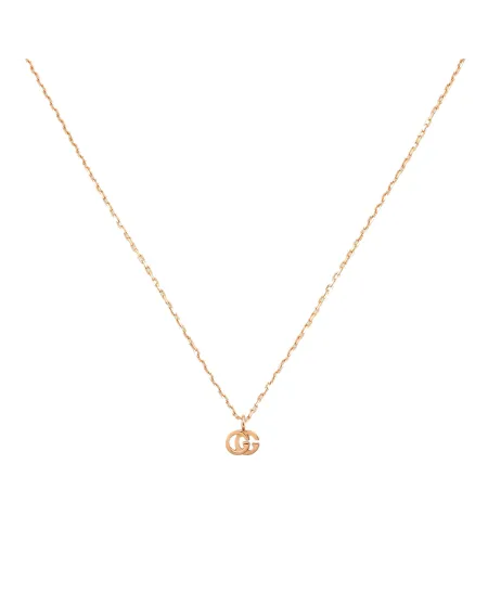 Gucci GG Running Necklace in Rose Gold with Double G Pendant