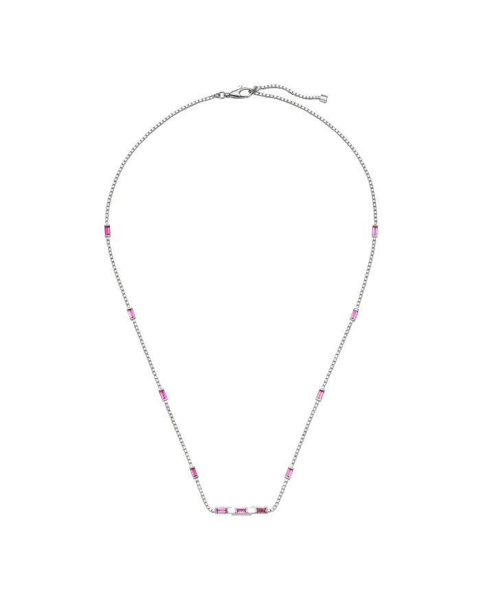 Collana Gucci Link to Love in Oro Bianco con Rubellite