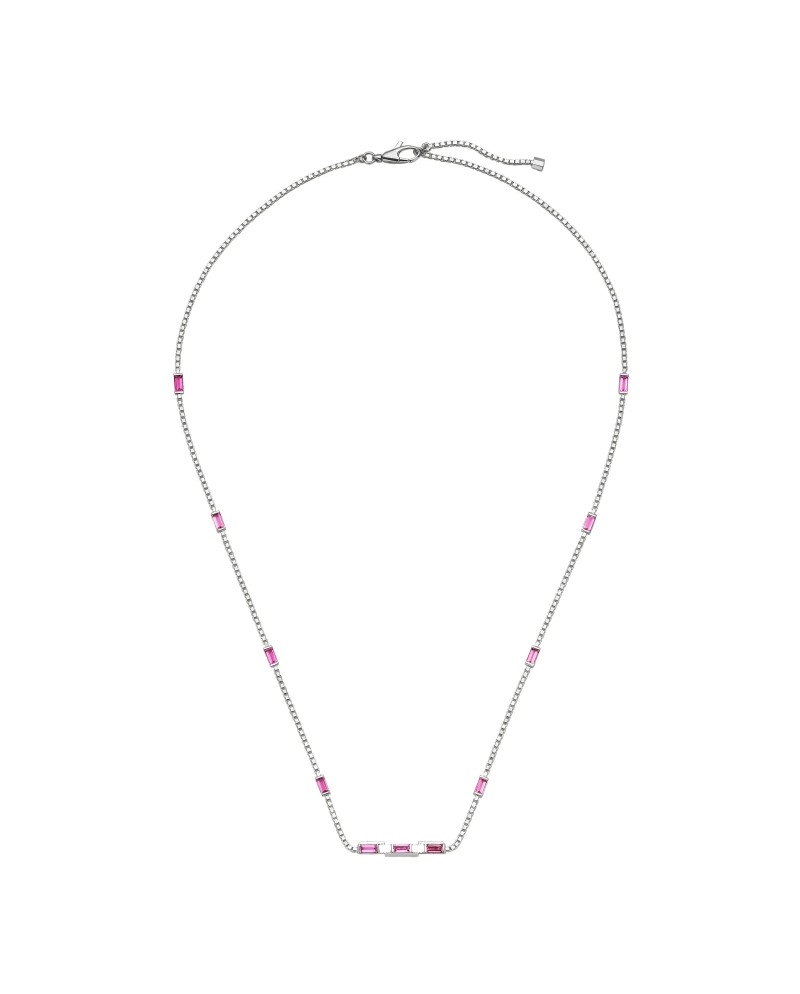 Gucci Link to Love Necklace in White Gold with Rubellite