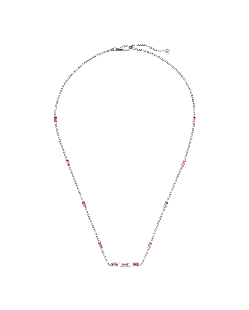 Gucci Link to Love Necklace in White Gold with Rubellite