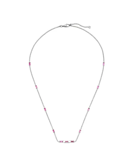 Gucci Link to Love Necklace in White Gold with Rubellite