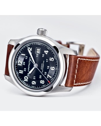 Orologio automatico Hamilton Khaki Field auto acciaio e pelle marrone