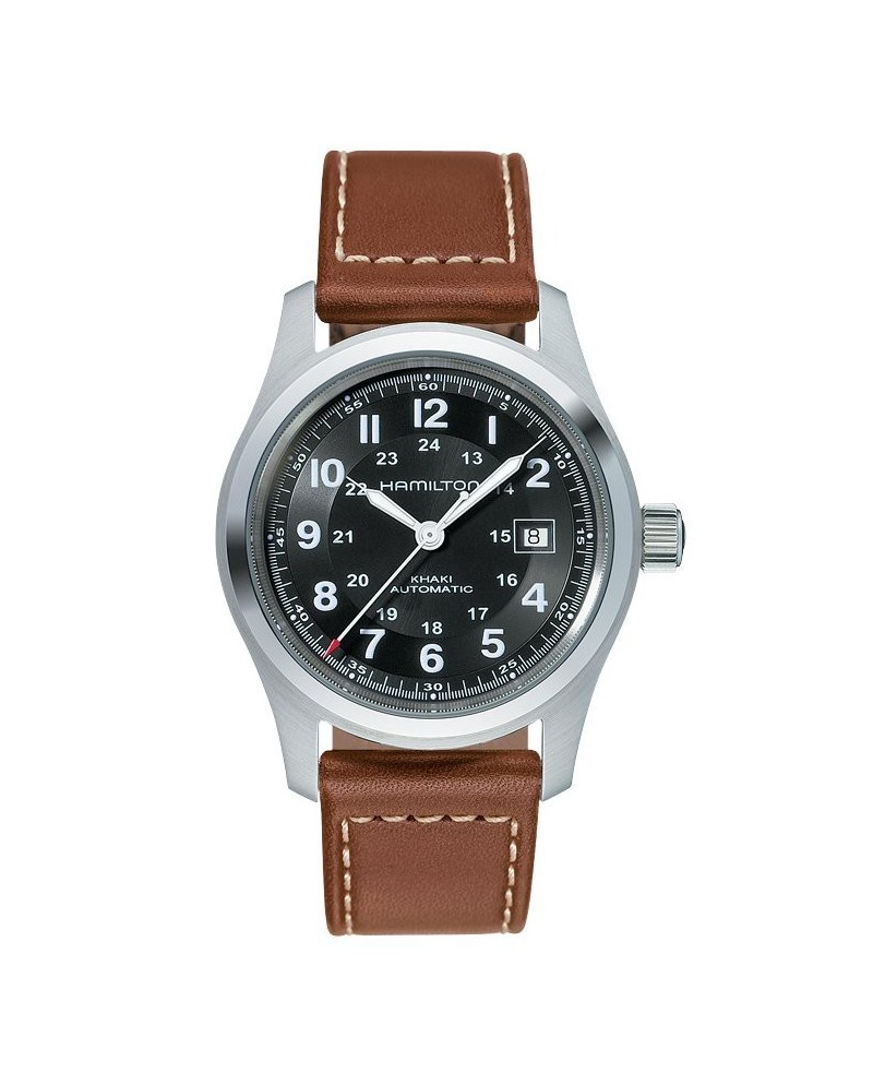 Orologio automatico Hamilton Khaki Field auto acciaio e pelle marrone