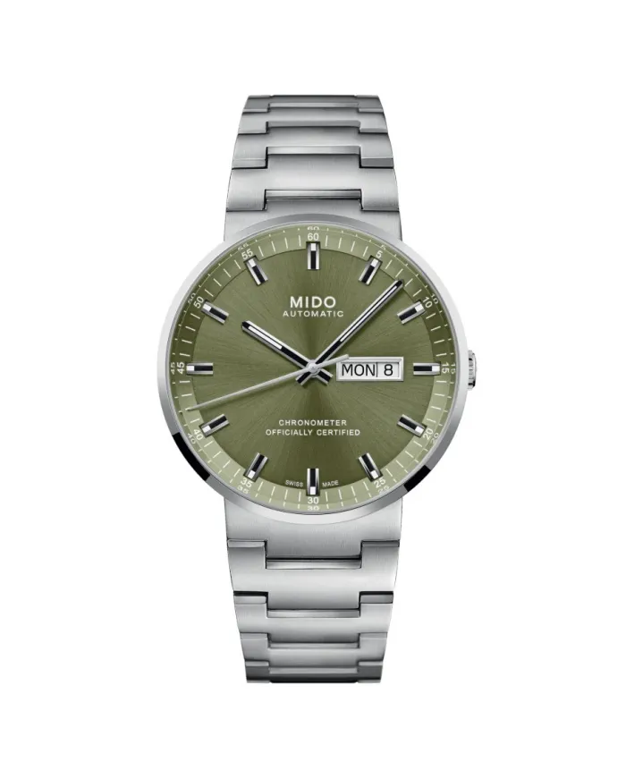 Orologio Mido Commander Icone con Quadrante Verde e Cinturino in Acciaio