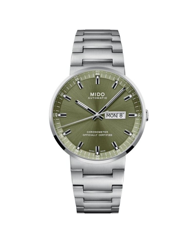 Orologio Mido Commander Icone con Quadrante Verde e Cinturino in Acciaio
