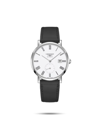 Orologio The Longines Elegant Collection Quadrante Bianco con Cinturino Nero