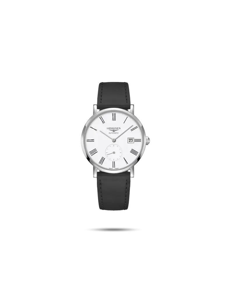 Orologio The Longines Elegant Collection Quadrante Bianco con Cinturino Nero