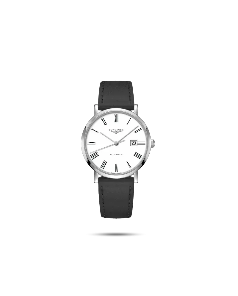 Orologio The Longines Elegant Collection Quadrante Bianco con Cinturino Nero