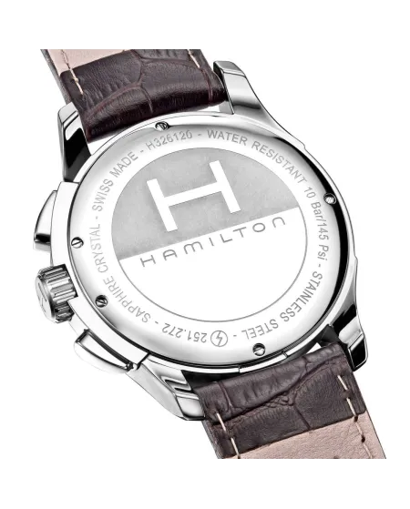 cronografo classico al quarzo Hamilton Jazzmaster seaview bracciale marrone