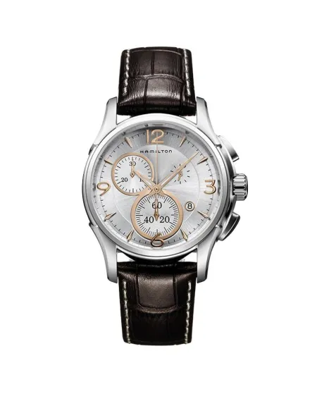 cronografo classico al quarzo Hamilton Jazzmaster seaview bracciale marrone