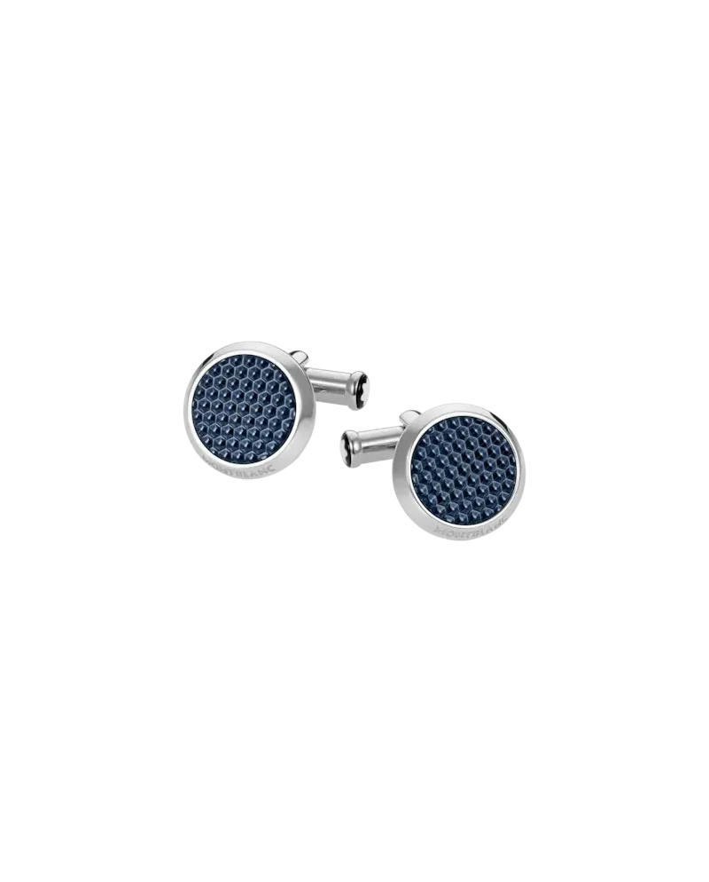 Gemelli Montblanc Meisterstuck in Acciaio con Inserto Lacca Blu Gemelli Montblanc Meisterstuck in Acciaio con Inserto Lacca Blu