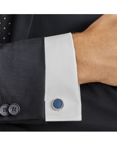 Gemelli Montblanc Meisterstuck in Acciaio con Inserto Lacca Blu