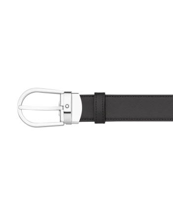 Cintura Montblanc in Pelle Reversibile Nera/Marrone con Fibbia Ovale