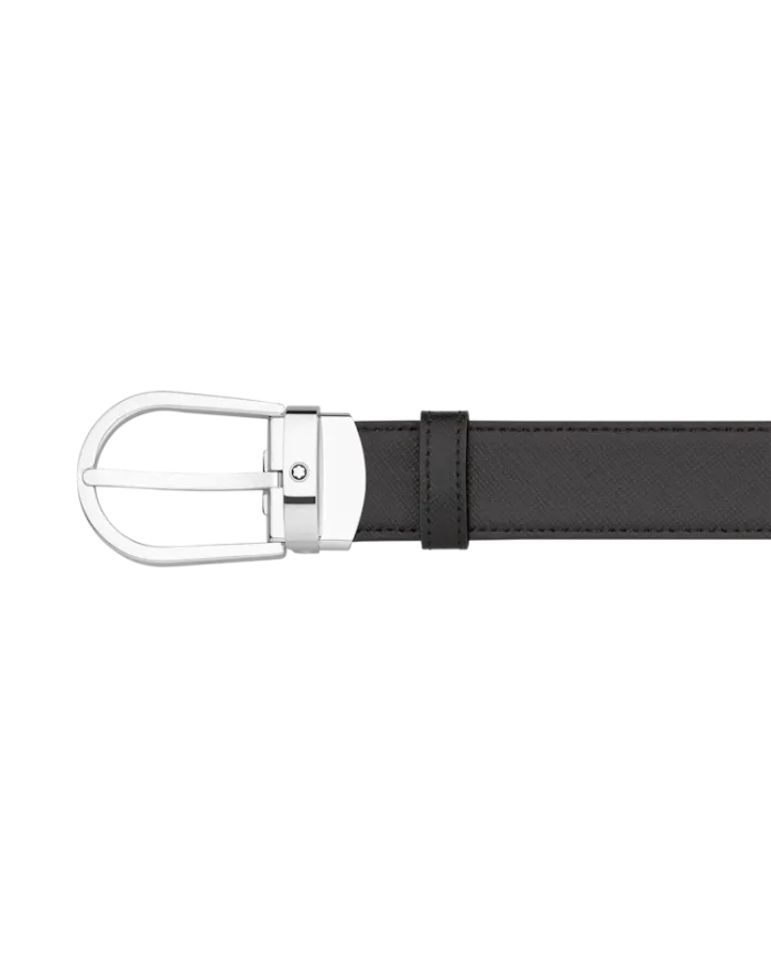 Cintura Montblanc in Pelle Reversibile Nera/Marrone con Fibbia Ovale