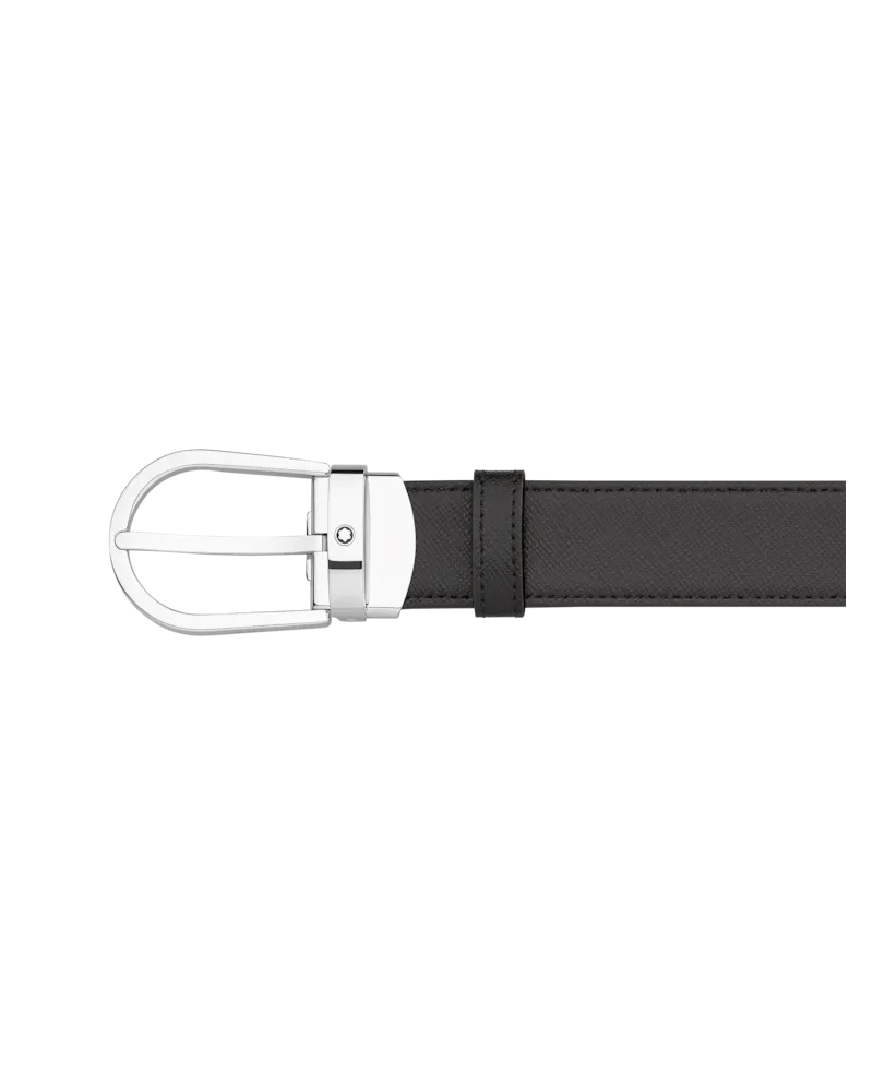 Cintura Montblanc in Pelle Reversibile Nera/Marrone con Fibbia Ovale