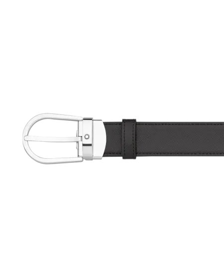 Cintura Montblanc in Pelle Reversibile Nera/Marrone con Fibbia Ovale