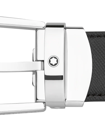 Cintura Montblanc in Pelle Reversibile Nera/Marrone con Fibbia Ovale