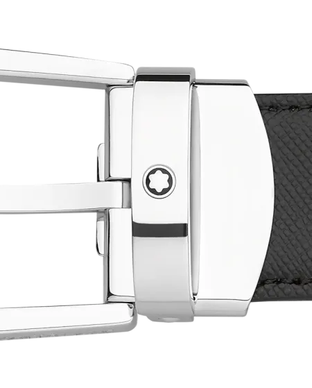 Cintura Montblanc in Pelle Reversibile Nera/Marrone con Fibbia Ovale