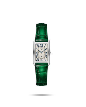 Orologio da Donna Longines DolceVita con Quadrante Argento e Cinturino in Pelle Verde