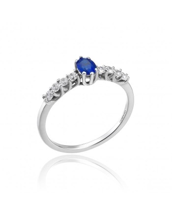 Chimento Queen Ring in White Gold with White Diamonds and Sapphire