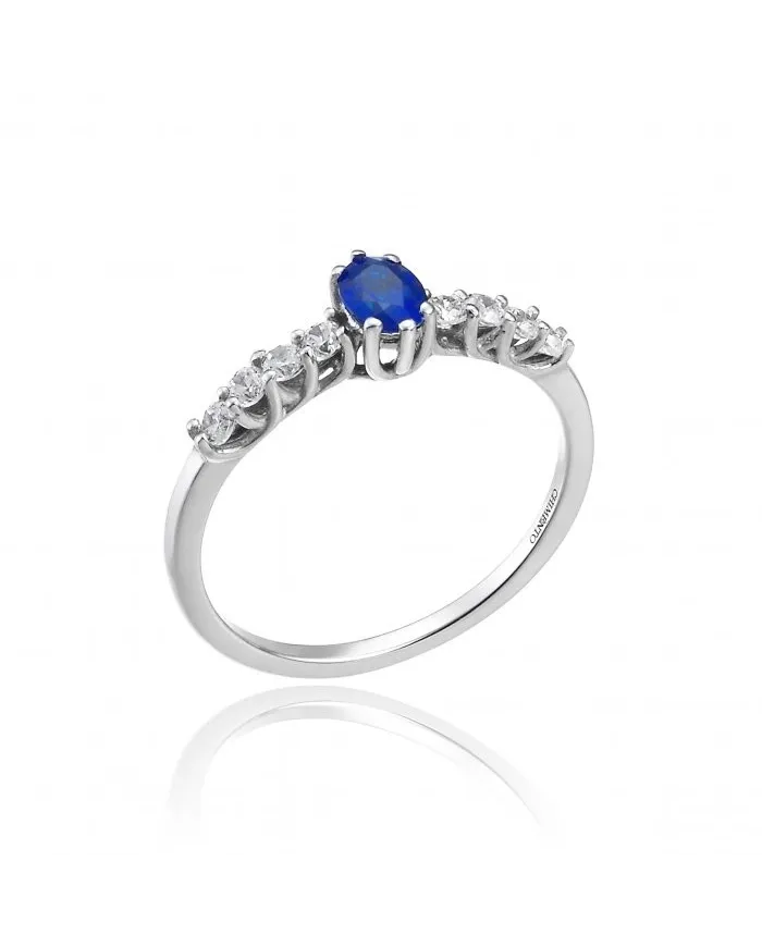 Chimento Queen Ring in White Gold with White Diamonds and Sapphire