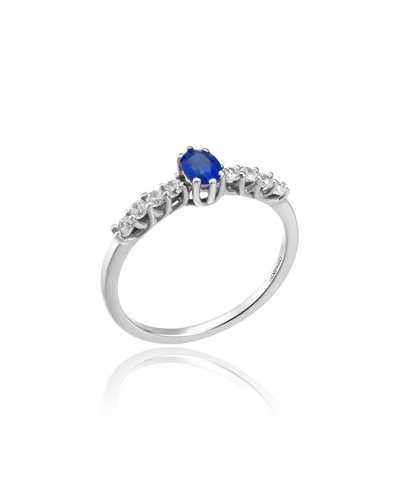 Chimento Queen Ring in White Gold with White Diamonds and Sapphire