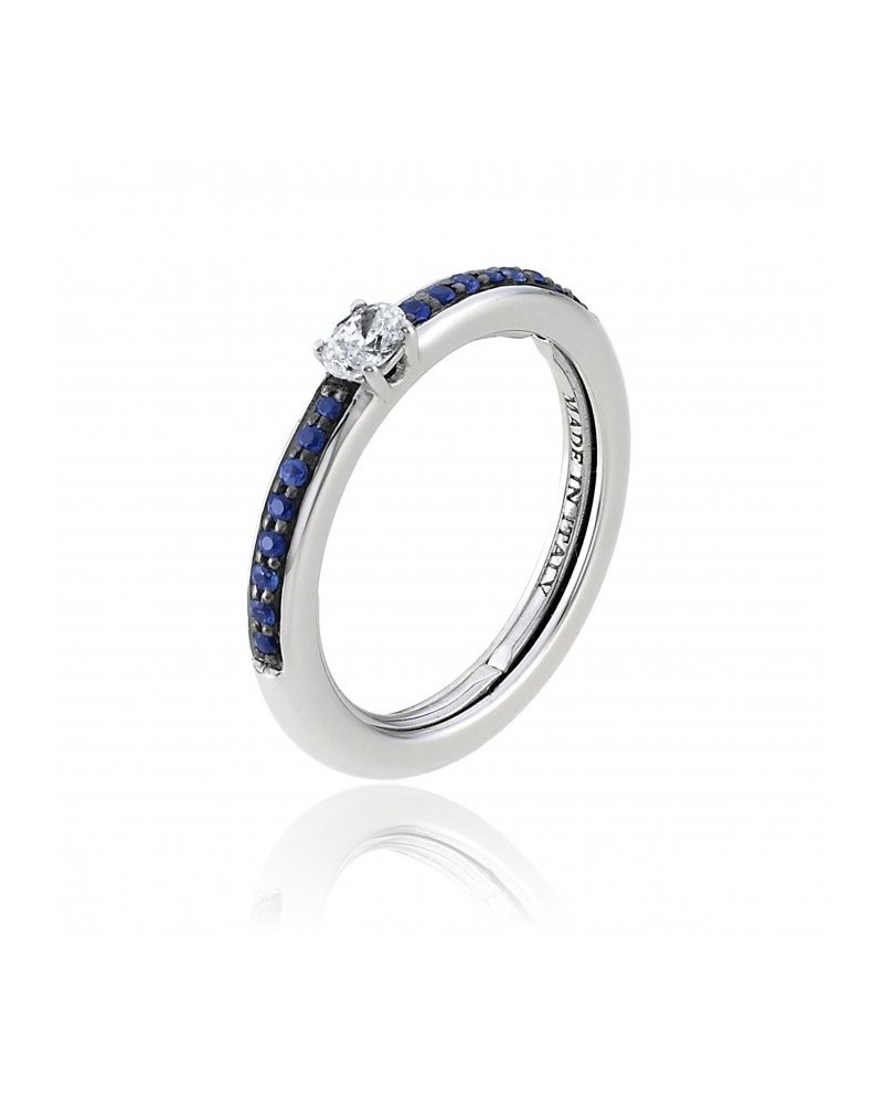 Chimento Forever Stack Me Line Ring in White Gold with Sapphires and Diamonds