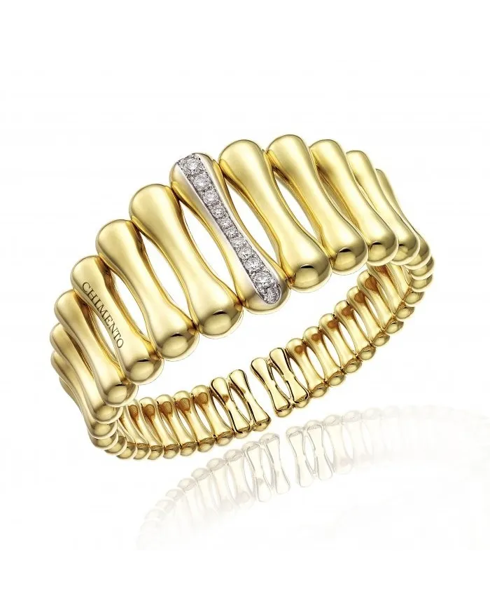 Bracciale Chimento Bamboo Over in Oro Giallo con Diamanti Bianchi