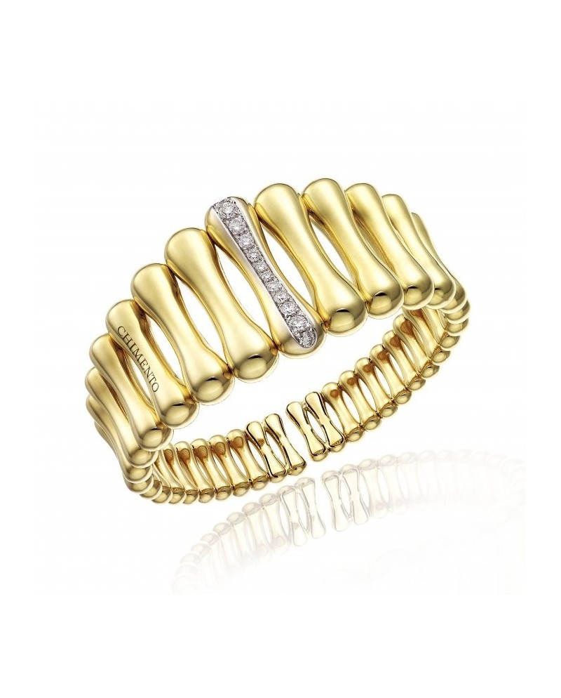 Bracciale Chimento Bamboo Over in Oro Giallo con Diamanti Bianchi