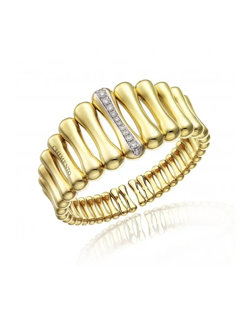 Bracciale Chimento Bamboo Over in Oro Giallo con Diamanti Bianchi