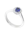 Bague Golay en or blanc avec diamants blancs et saphir