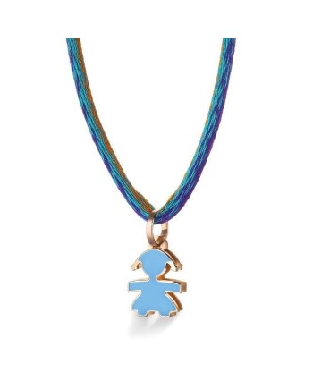 Ciondolo Le Bebé I Mini con Bimba Mini in Oro Rosa e Smalto Indaco