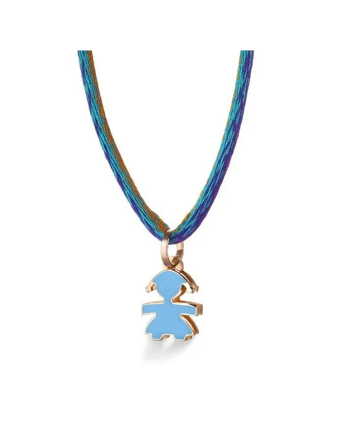 Ciondolo Le Bebé I Mini con Bimba Mini in Oro Rosa e Smalto Indaco