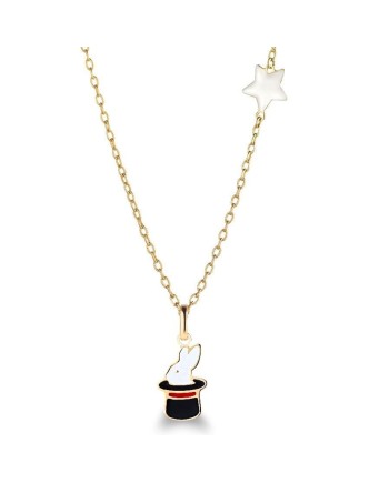 Le Bebé Primegioie Circo Necklace in Yellow Gold with Bunny and Star