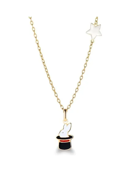Le Bebé Primegioie Circo Necklace in Yellow Gold with Bunny and Star