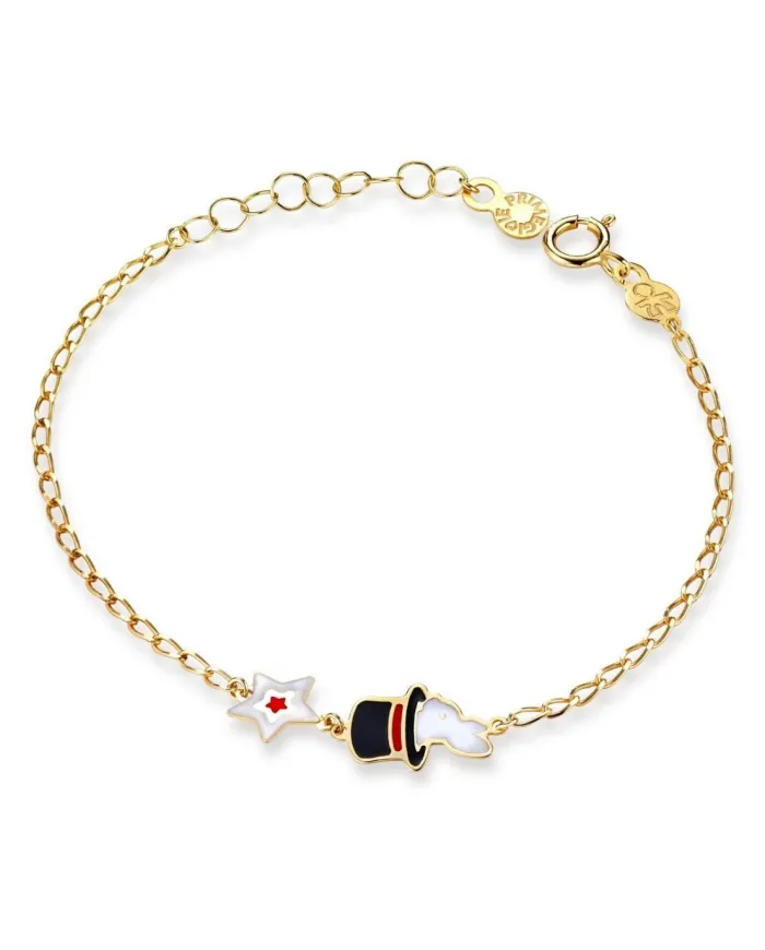 Bracciale Le Bebè Primegioie Circo in Oro Giallo con Coniglietto e Stellina