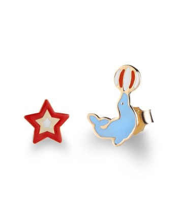 Orecchini Le Bebè Primegioie Circo in Oro Giallo con Foca e Stellina
