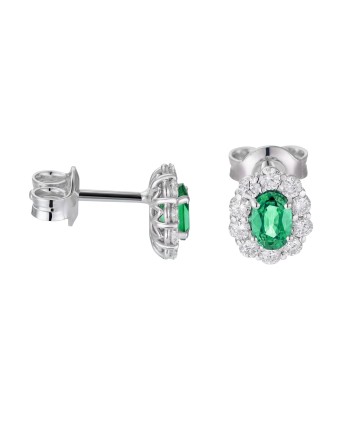 Orecchini Golay in Oro Bianco con Smeraldi e Diamanti Bianchi