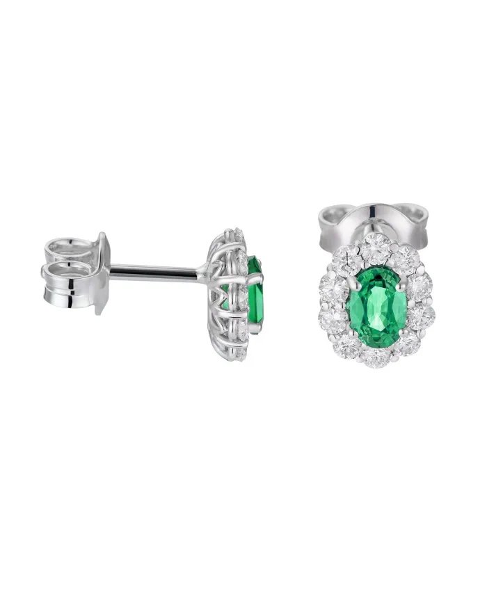 Orecchini Golay in Oro Bianco con Smeraldi e Diamanti Bianchi
