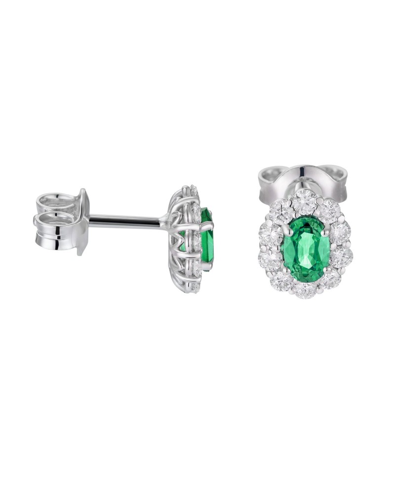 Orecchini Golay in Oro Bianco con Smeraldi e Diamanti Bianchi