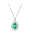 Collier ras-de-cou Golay en or blanc avec pendentif émeraude et diamant blanc