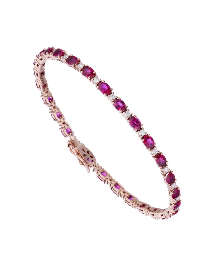 Bracciale Golay in Oro Rosa con Rubini e Diamanti Bianchi