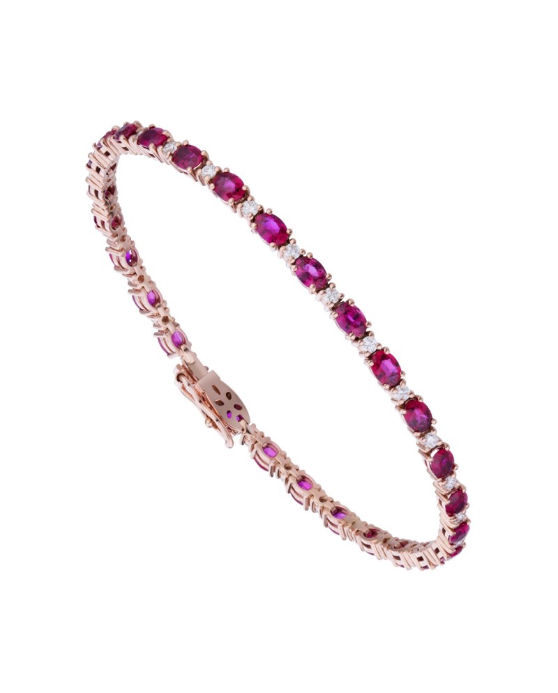 Bracciale Golay in Oro Rosa con Rubini e Diamanti Bianchi