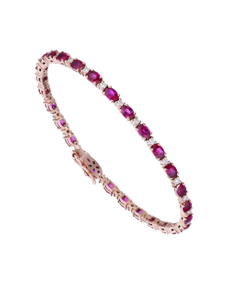 Bracciale Golay in Oro Rosa con Rubini e Diamanti Bianchi