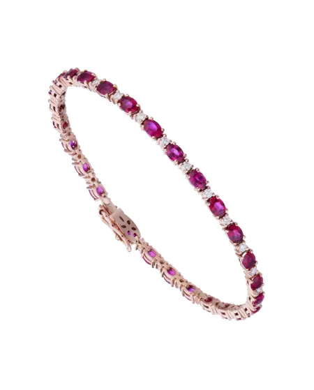 Bracciale Golay in Oro Rosa con Rubini e Diamanti Bianchi