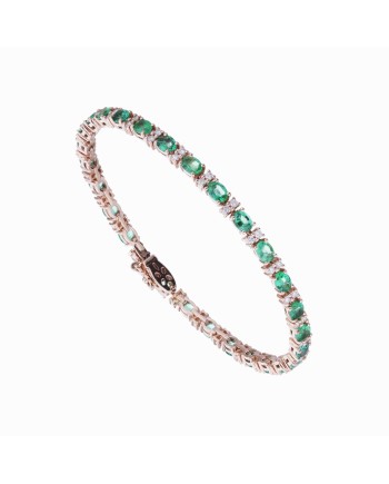 Bracciale Golay in Oro Rosa con Smeraldi e Diamanti Bianchi